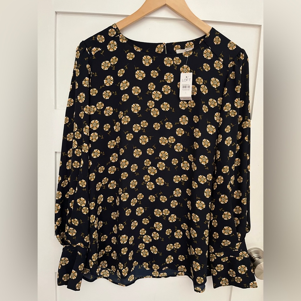 NWT LOFT Navy Floral Pattern Dress